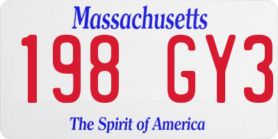 MA license plate 198GY3