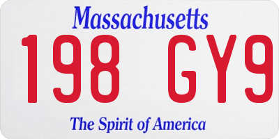 MA license plate 198GY9