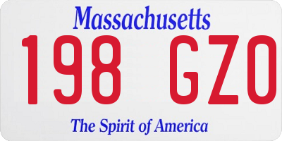 MA license plate 198GZ0