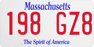 MA license plate 198GZ8