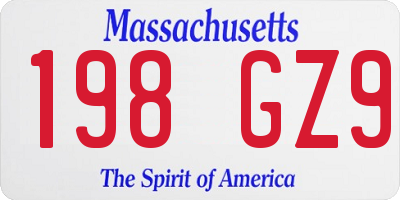 MA license plate 198GZ9