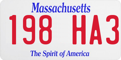 MA license plate 198HA3