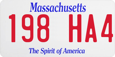 MA license plate 198HA4