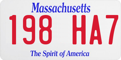 MA license plate 198HA7
