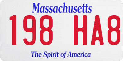 MA license plate 198HA8