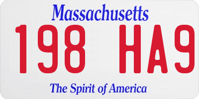 MA license plate 198HA9