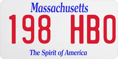 MA license plate 198HB0