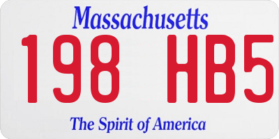 MA license plate 198HB5