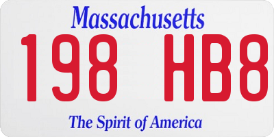 MA license plate 198HB8