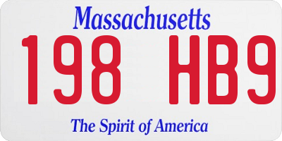 MA license plate 198HB9
