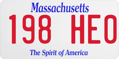 MA license plate 198HE0