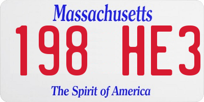 MA license plate 198HE3