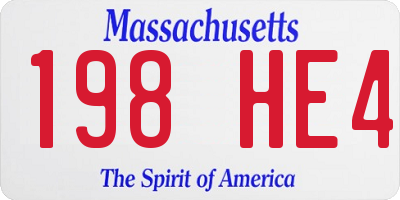MA license plate 198HE4