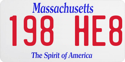 MA license plate 198HE8