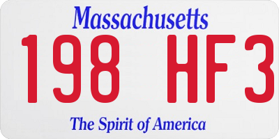 MA license plate 198HF3