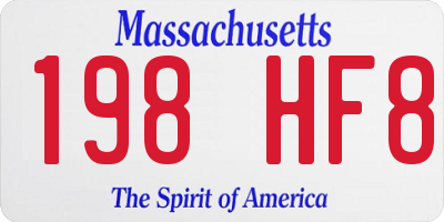 MA license plate 198HF8
