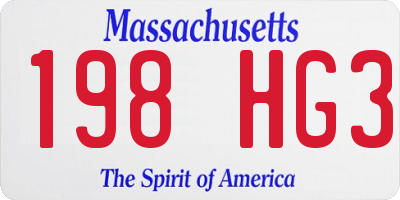MA license plate 198HG3
