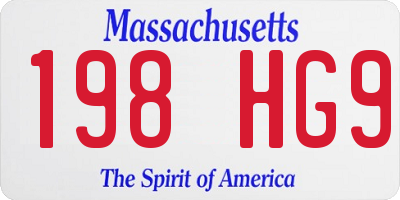 MA license plate 198HG9