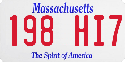 MA license plate 198HI7