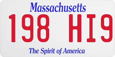 MA license plate 198HI9