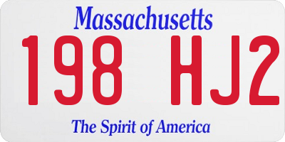 MA license plate 198HJ2