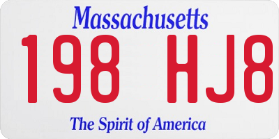 MA license plate 198HJ8