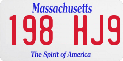 MA license plate 198HJ9