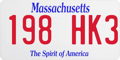 MA license plate 198HK3