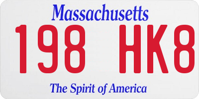 MA license plate 198HK8