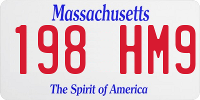 MA license plate 198HM9