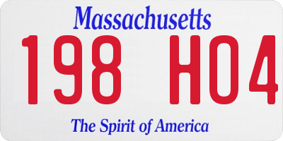 MA license plate 198HO4