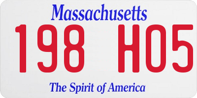 MA license plate 198HO5