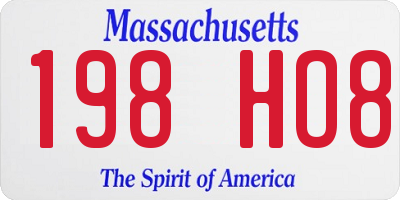 MA license plate 198HO8