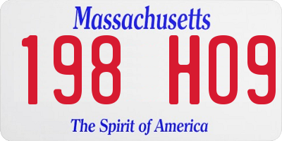MA license plate 198HO9