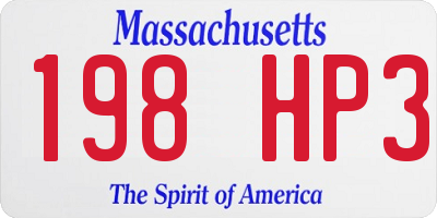 MA license plate 198HP3