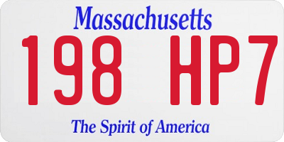 MA license plate 198HP7
