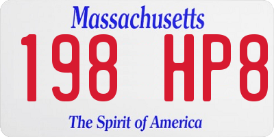 MA license plate 198HP8