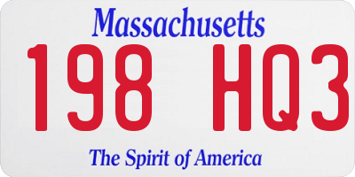 MA license plate 198HQ3