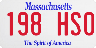 MA license plate 198HS0