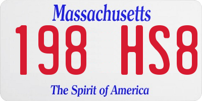 MA license plate 198HS8