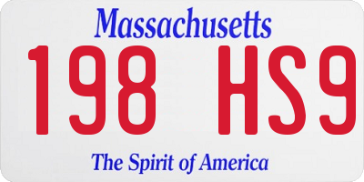 MA license plate 198HS9