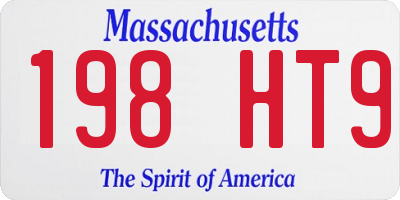 MA license plate 198HT9
