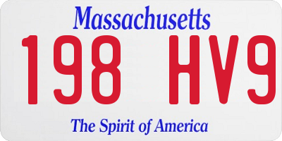 MA license plate 198HV9