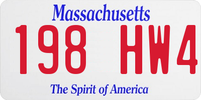 MA license plate 198HW4