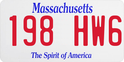 MA license plate 198HW6