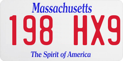 MA license plate 198HX9
