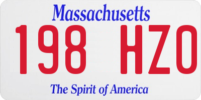 MA license plate 198HZ0