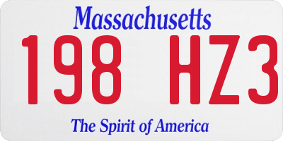 MA license plate 198HZ3