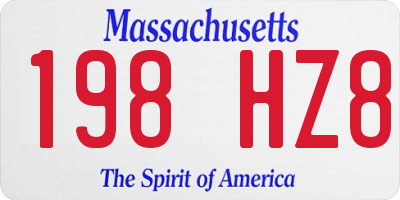 MA license plate 198HZ8