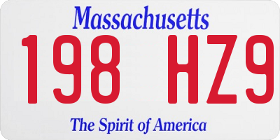 MA license plate 198HZ9